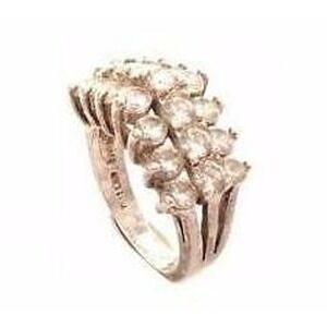 Brilliant Clear Rhinestone Sterling Silver Cocktail Ring*Thailand*Sz6.25*925